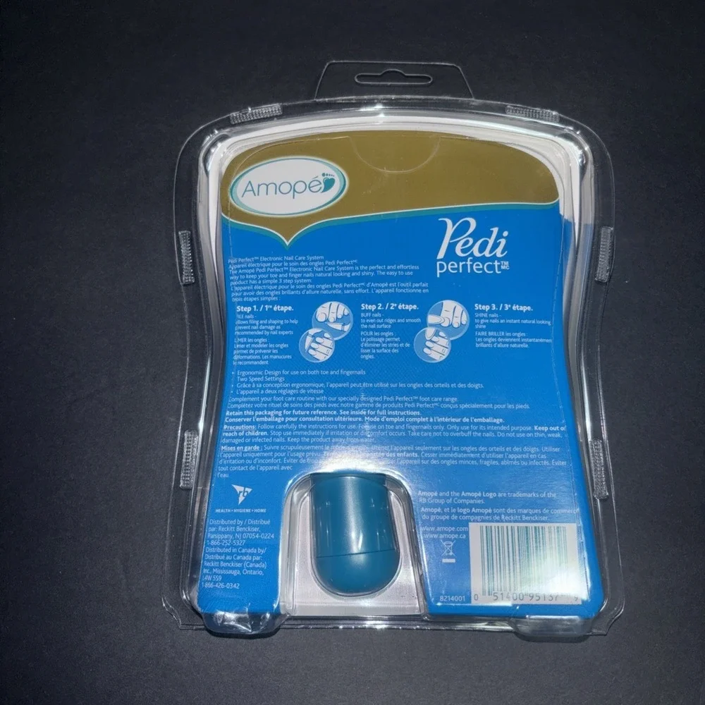 Amope Pedi Perfect Electronic Nail Care System Blue 8214001 with 3 Refills NEW